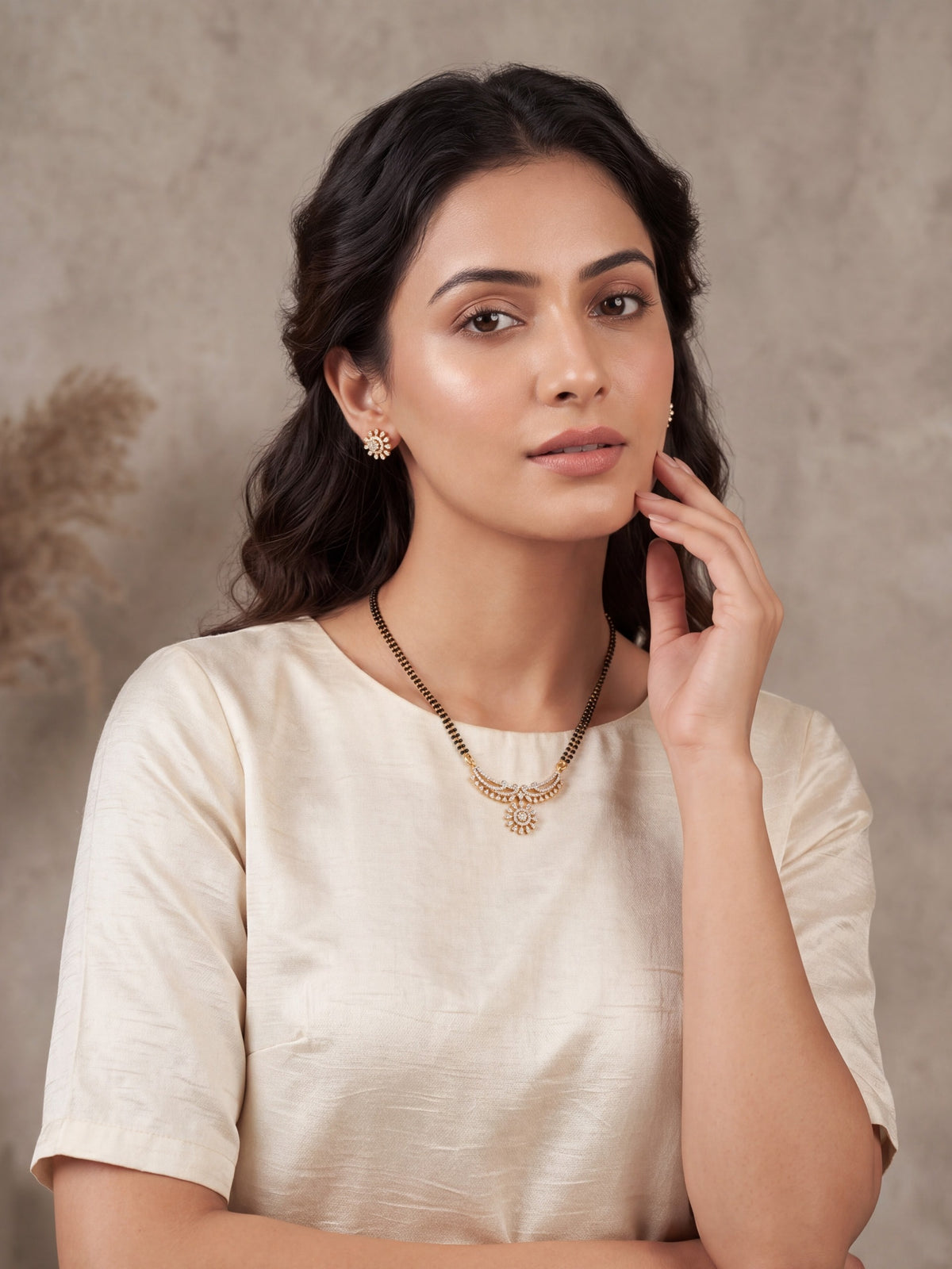 Chandni Floral Kundan Mangalsutra Set