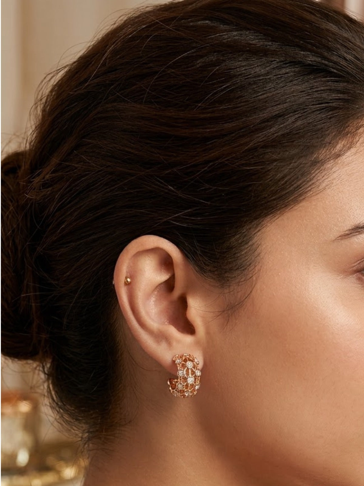 Classic Bali Crystal Chandbali Earrings