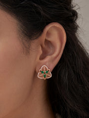 Bold Flora Green Flower Hoop Earrings