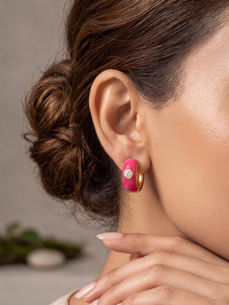 Luxe Bali Pink Hoop Earrings