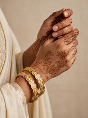 Pushpa Floral Infinity Gold Bangle Set