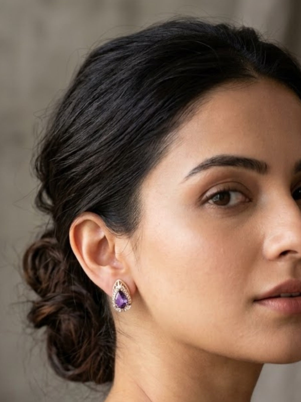 Ruby Loop Purple Teardrop Earrings