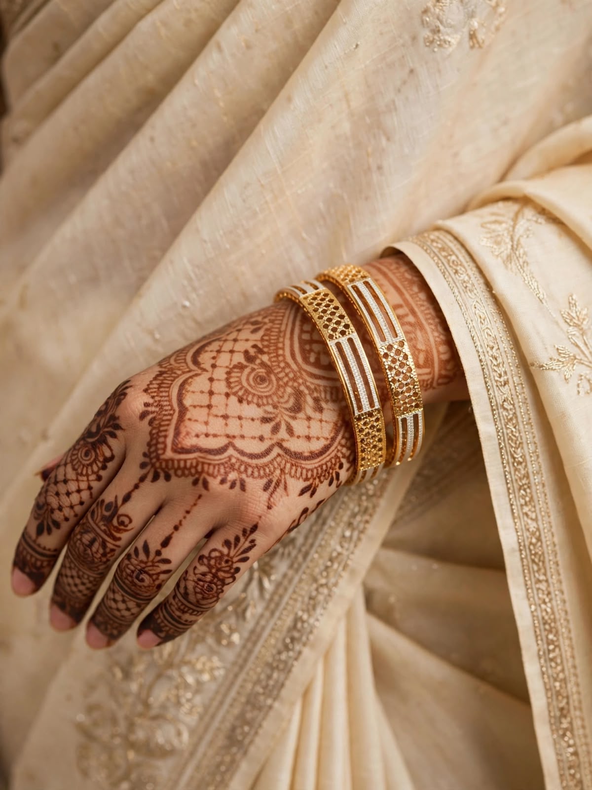 Kamini Textured Dual-Tone Gold Bangle Set