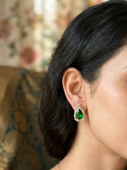 Ruby Loop Green Teardrop Earrings