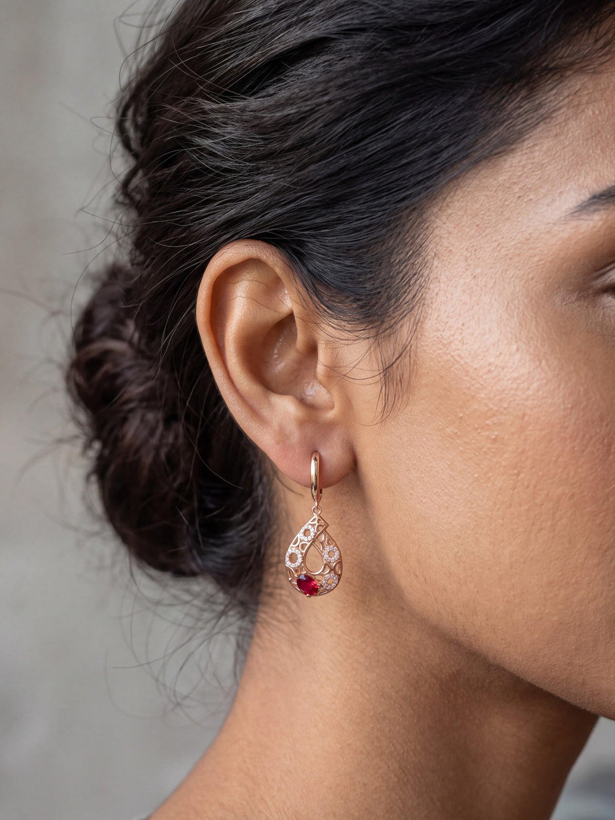 Majesty Red Teardrop Filigree Earrings