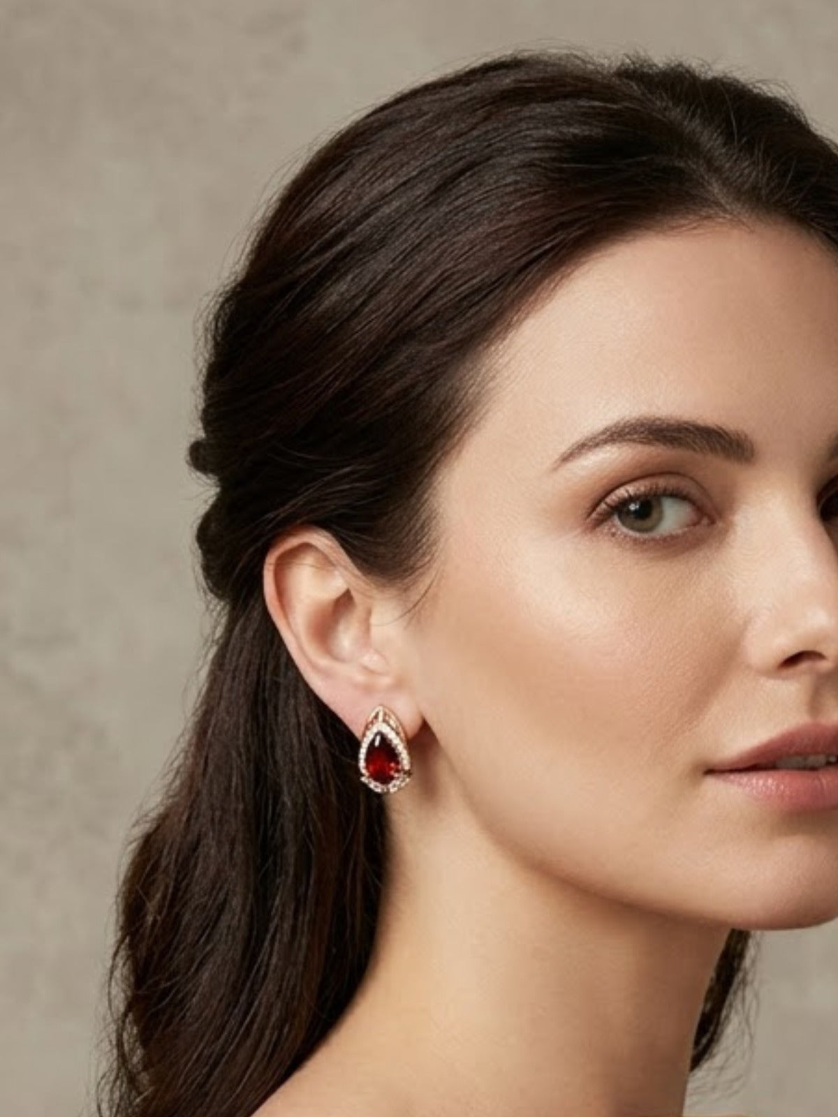 Ruby Loop Red Teardrop Earrings