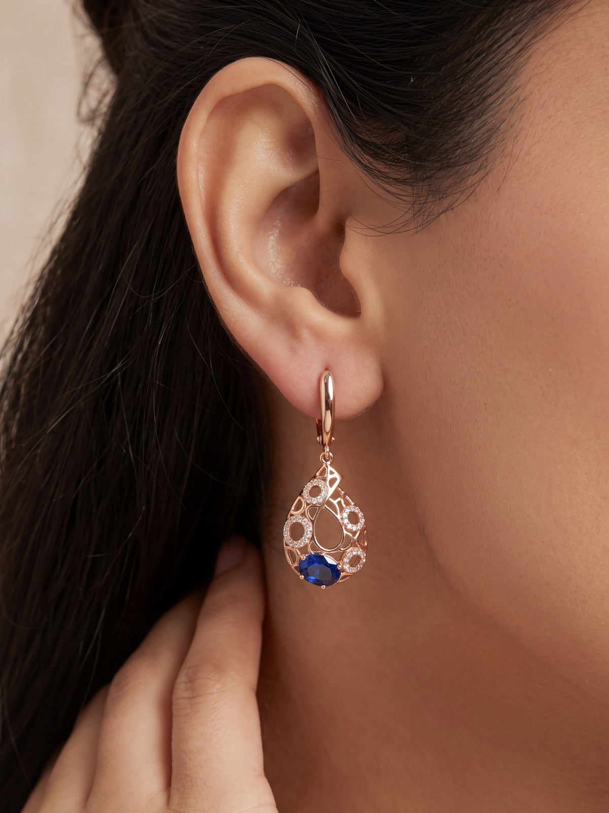 Majesty Blue Teardrop Filigree Earrings