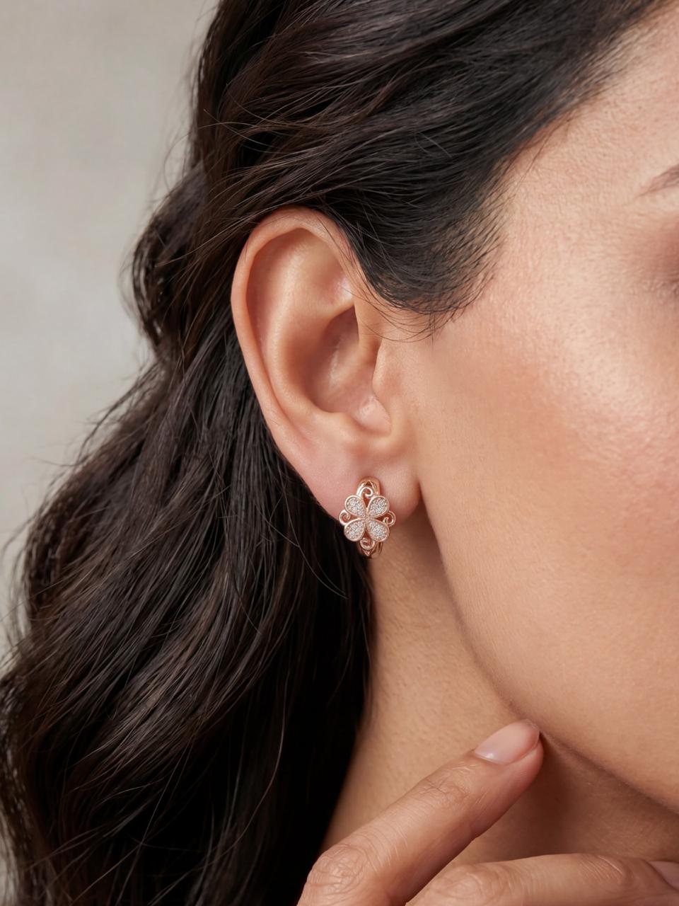 Tiny Flora White Floral Chandbali Earrings