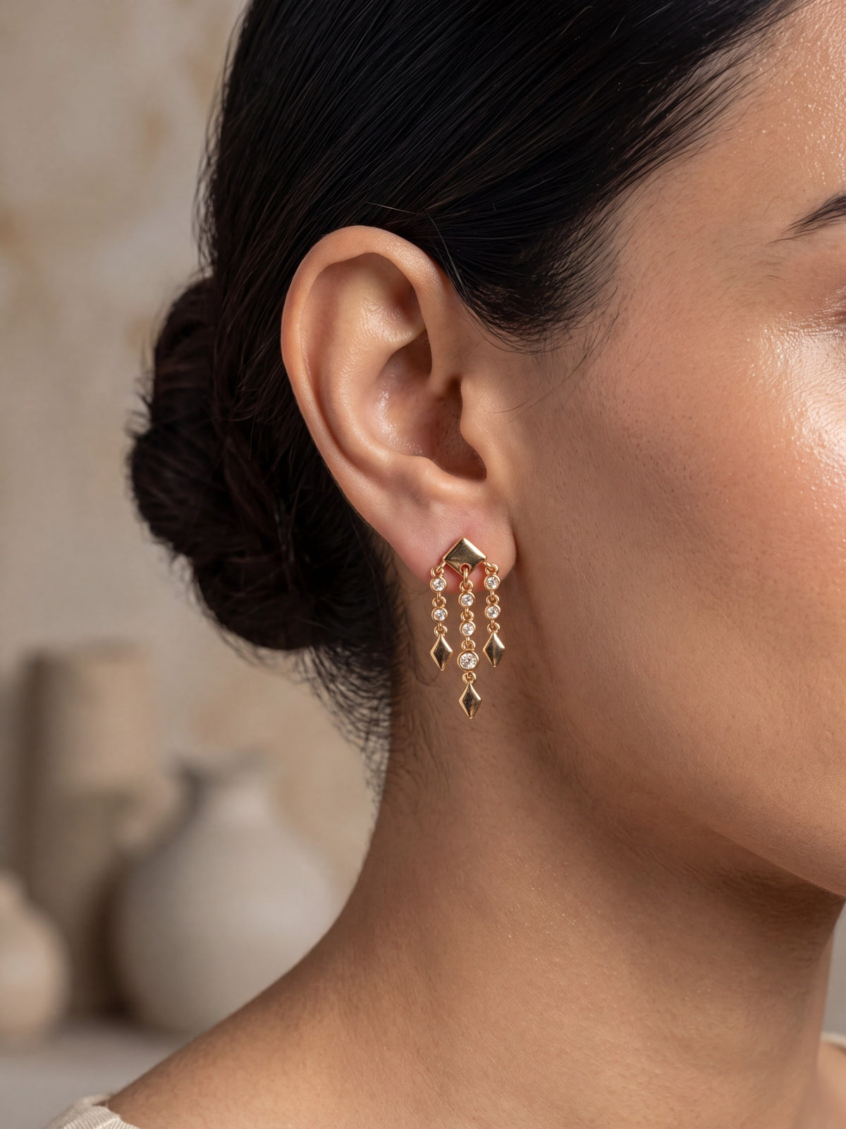 Daisy Dew Geometric Drop Earrings