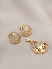 Lumi Teardrop Pavé Floral Pendant Set