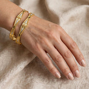 Parul Floral Dual-Tone Gold Bangle Set