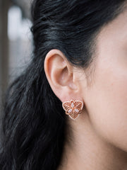Bold Flora White Flower Hoop Earrings