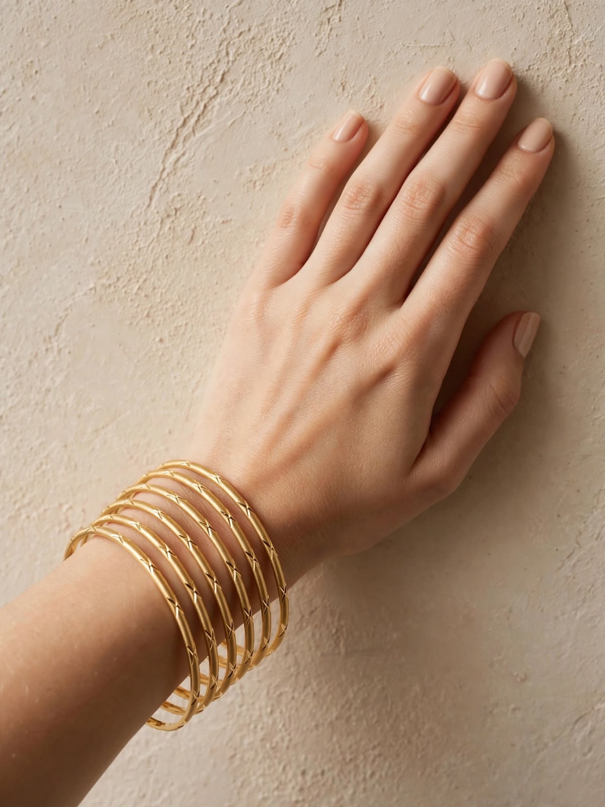 Radhika Leaf Textured Gold Bangle Set