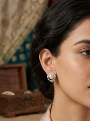 Eternal Pearl Blue Enamel Hoop Earrings