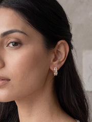 Grace Circular Stone Half-Hoop Earrings