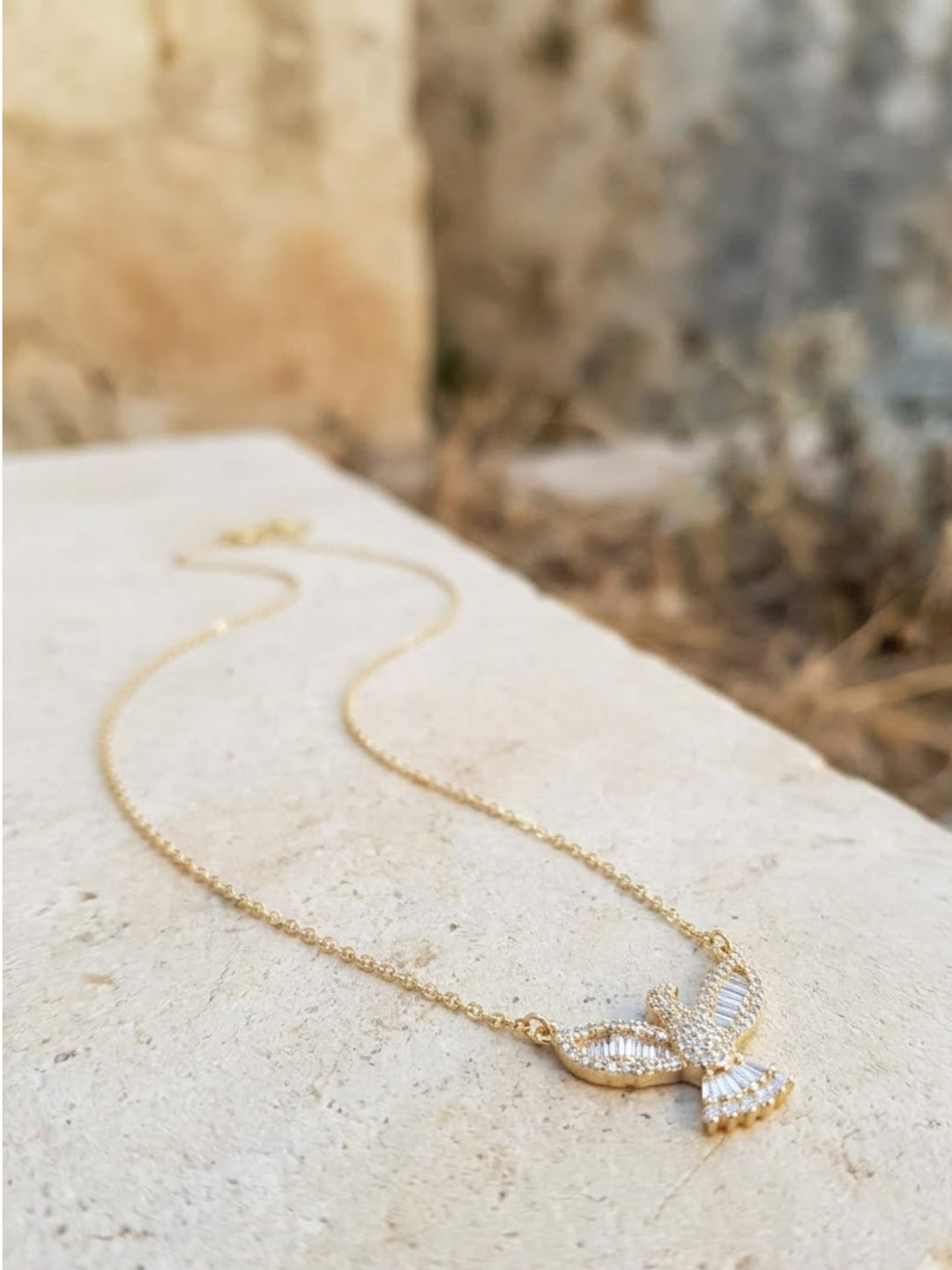 Golden Flight Bird Pendant Necklace