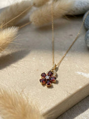 Ruby Clover Bloom Pendant Necklace
