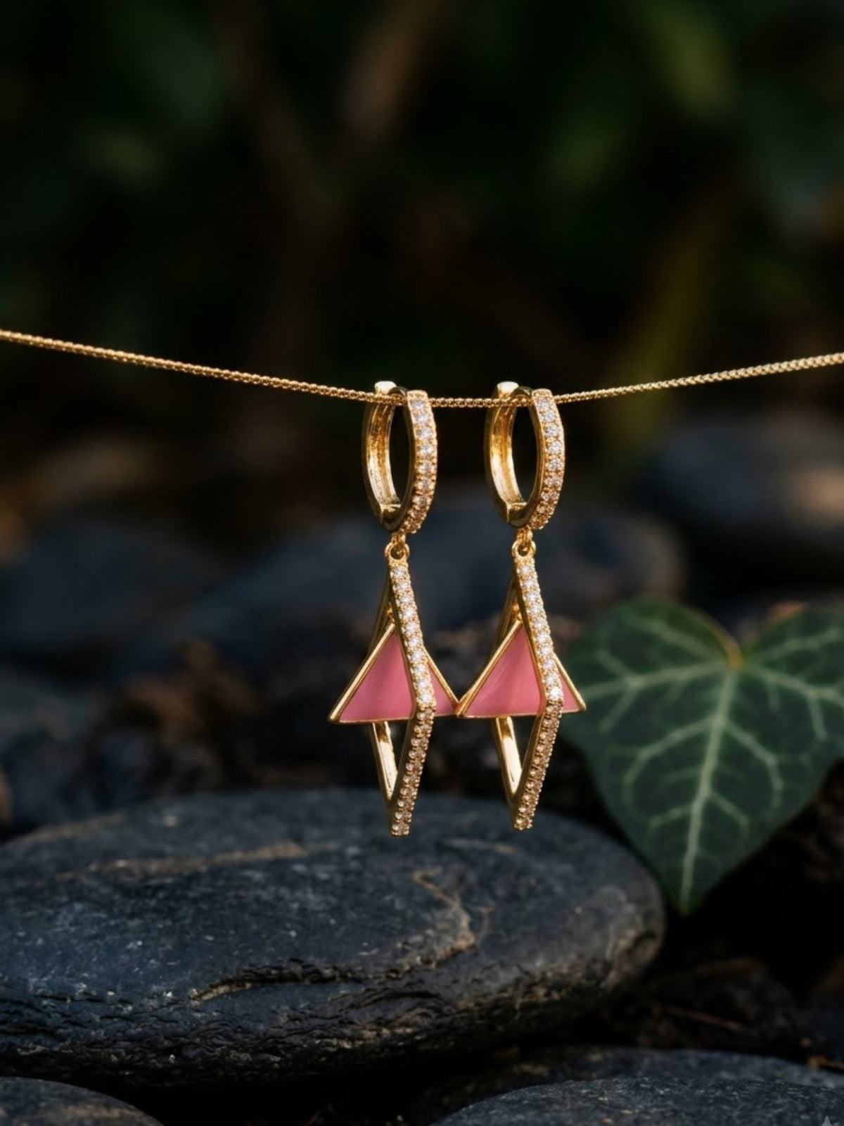 Triangle Drip Pink Geometric Earrings