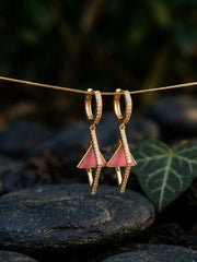 Triangle Drip Pink Geometric Earrings