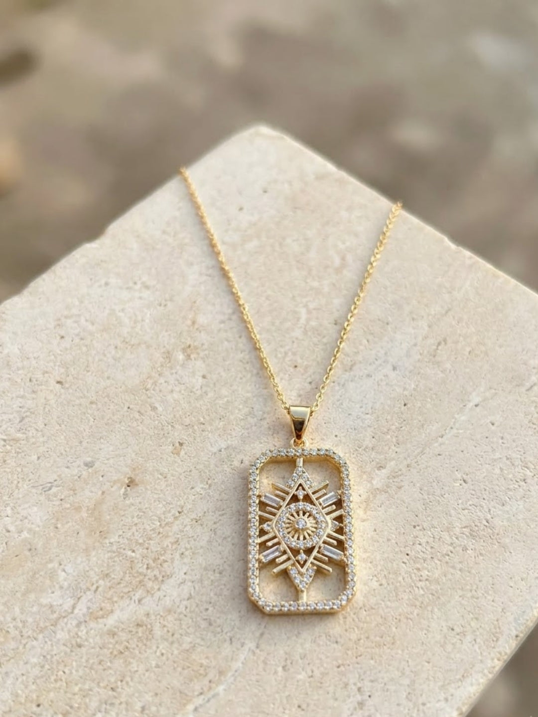 Sunburst Evil Eye Pendant Necklace