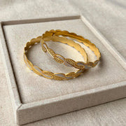 Mayuri Intertwined Wave Gold Bangle Set