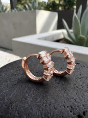 Grace Circular Stone Half-Hoop Earrings