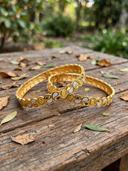 Pushpa Floral Infinity Gold Bangle Set