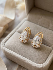 Ruby Loop White Teardrop Earrings