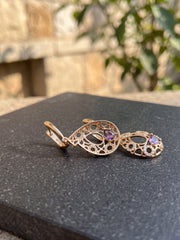 Majesty Purple Teardrop Filigree Earrings