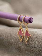 Triangle Drip Pink Geometric Earrings