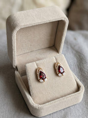 Ruby Loop Red Teardrop Earrings