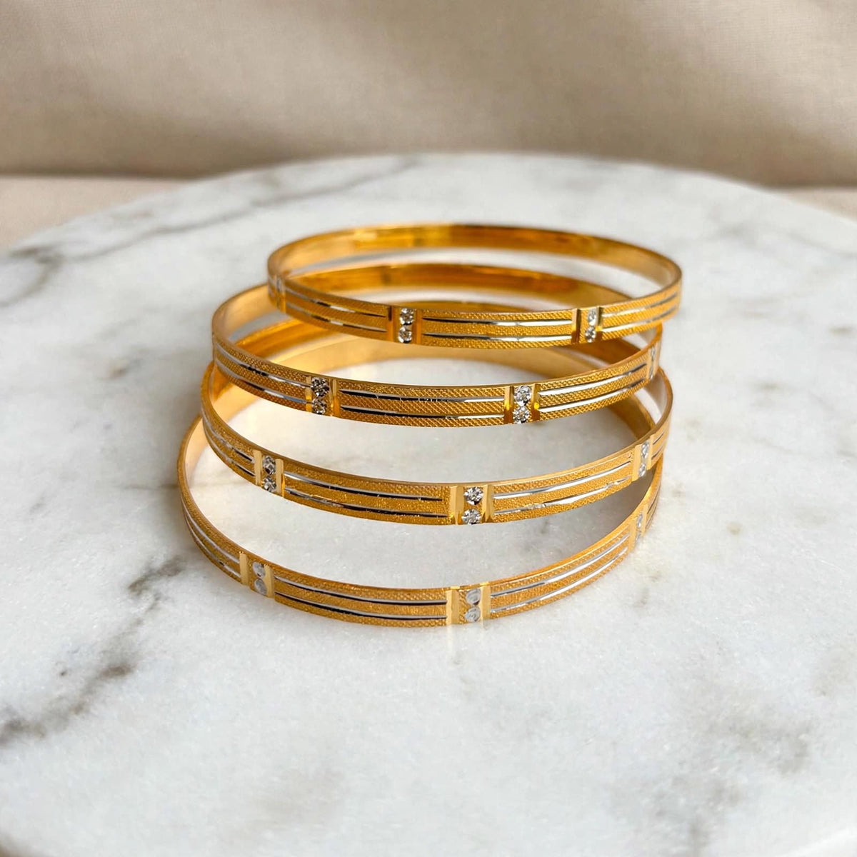 Sikha Multi-Line Gold Bangle Set