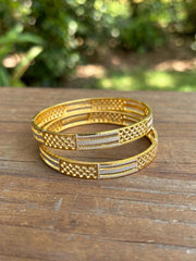 Kamini Textured Dual-Tone Gold Bangle Set