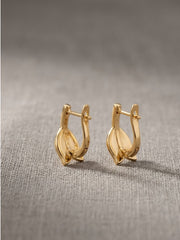 Violet Leaf Floral Hoop Earrings