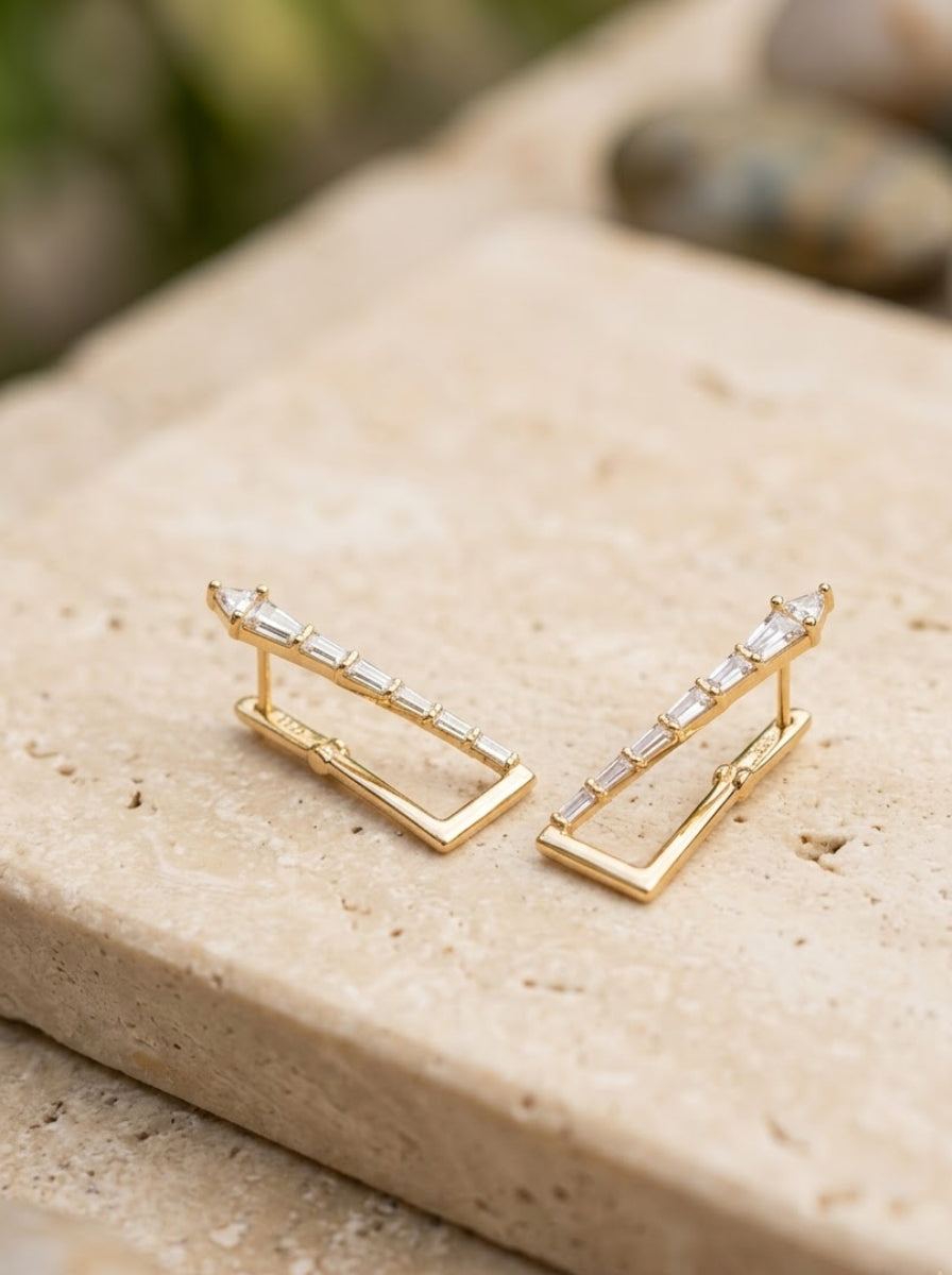 Heaven Geometric Crystal Hoop Earrings