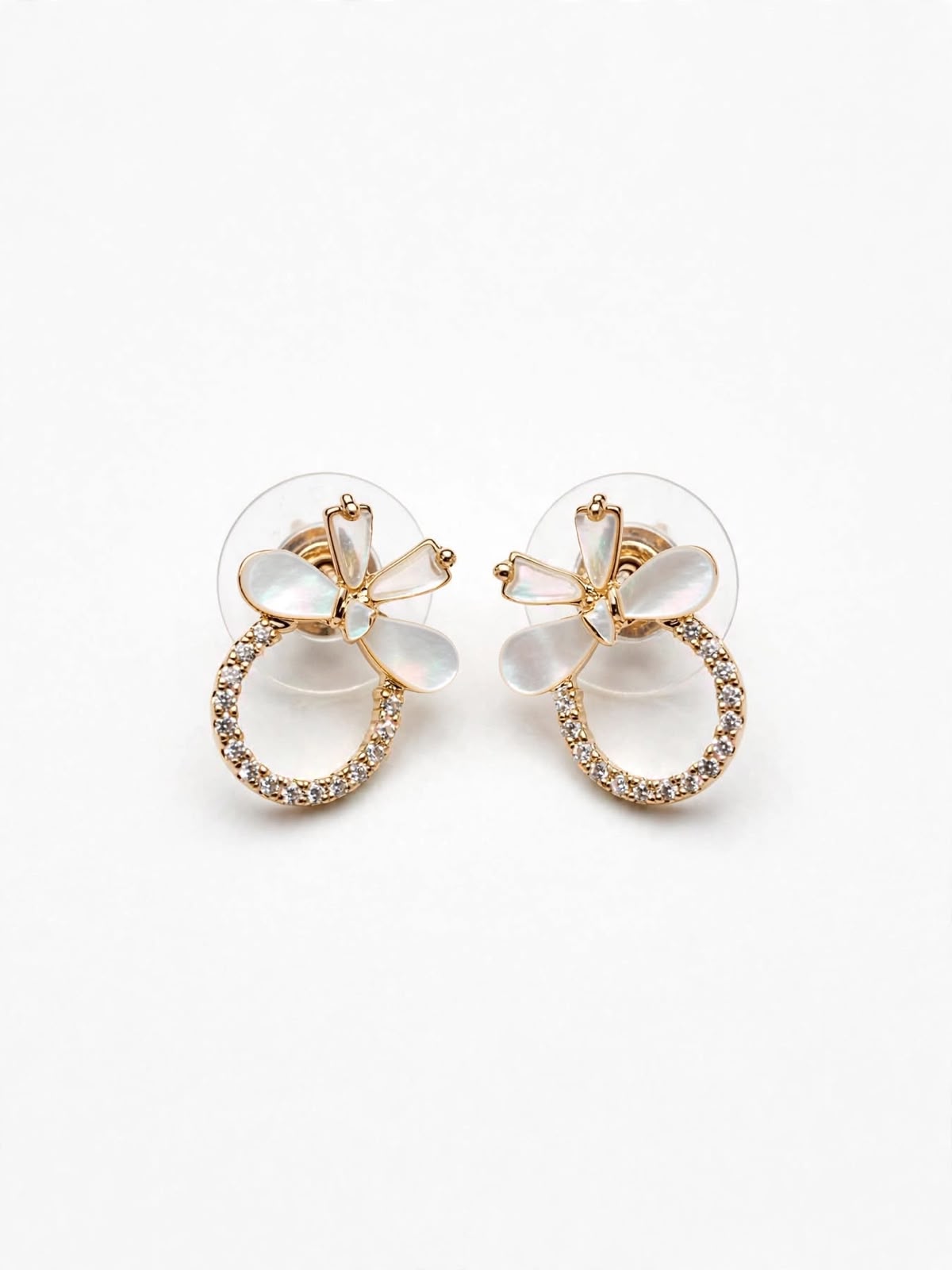 Rose Mother-of-Pearl Floral Stud Earrings
