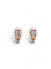 Rose Gold Baguette Crystal Hoop Earrings