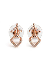 Rose Leaf Pearl Crystal Stud Earrings