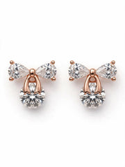 Rose Gold Bow Crystal Stud Earrings
