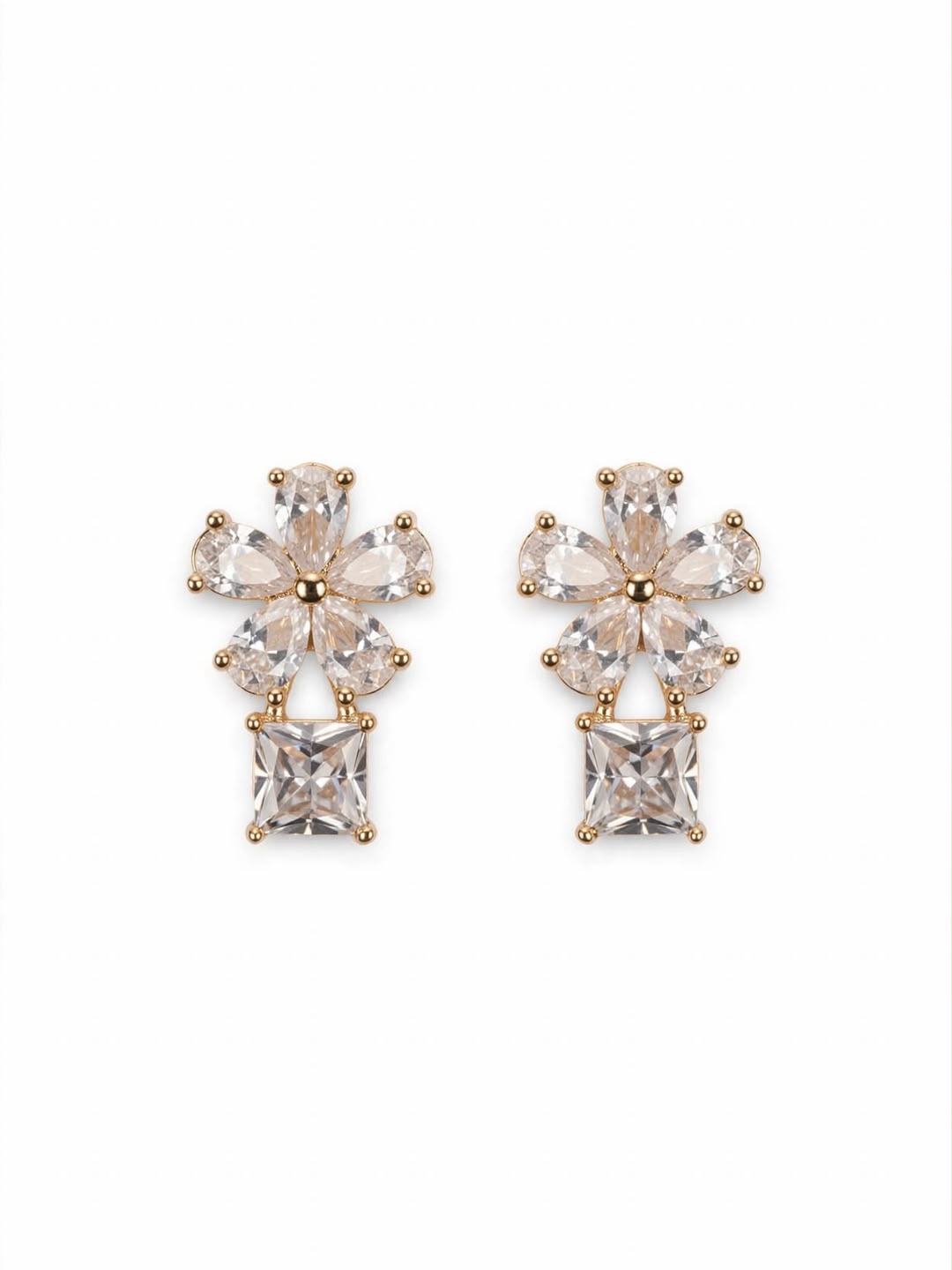 Rose Crystal Flower Drop Earrings