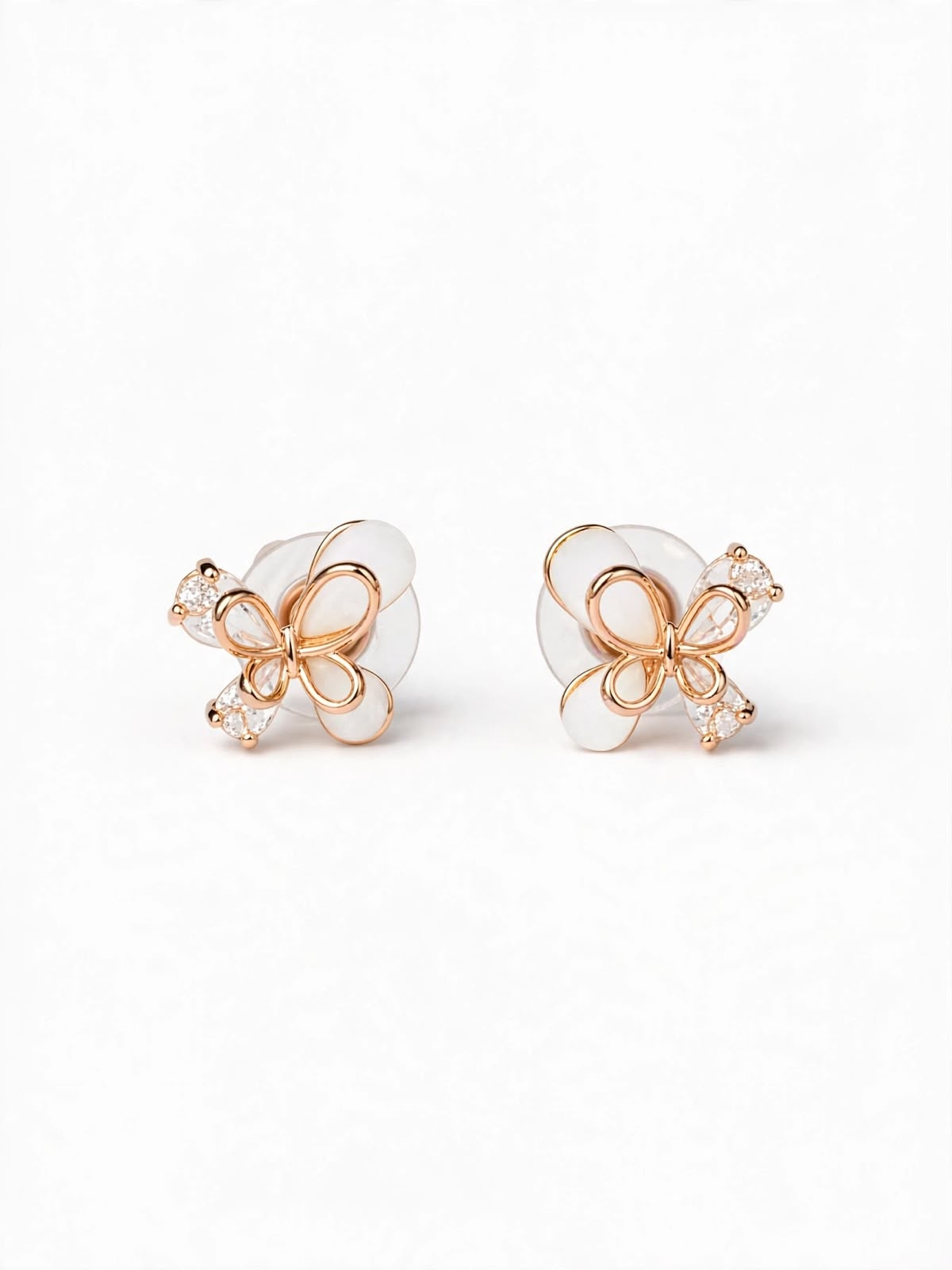 Rose Gold Butterfly Crystal Stud Earrings