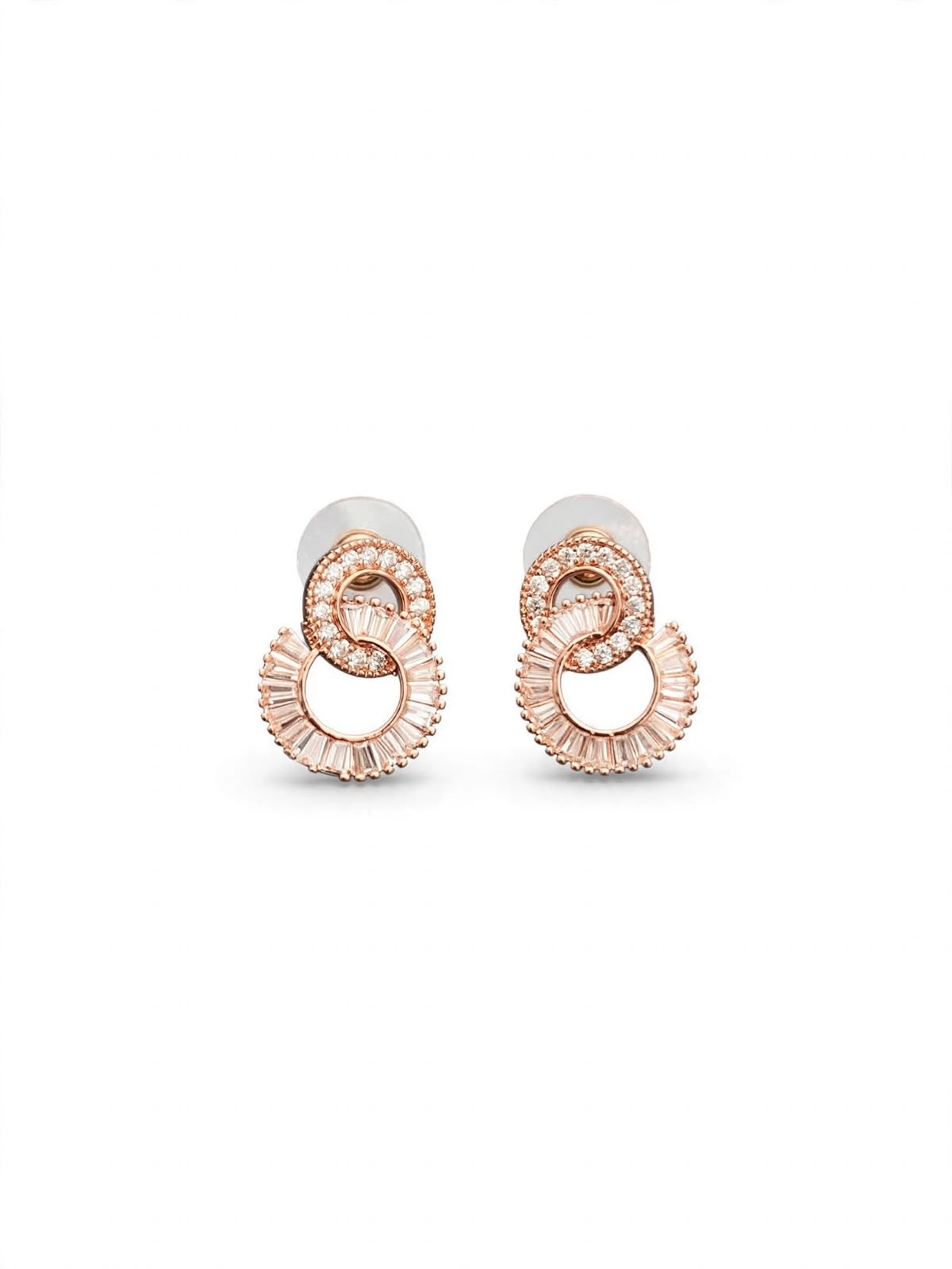 Rose Gold Interlinked Crystal Drop Earrings