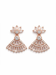 Rose Gold Fan Crystal Drop Earrings