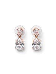 Rose Gold Dual-Stone Teardrop Earrings