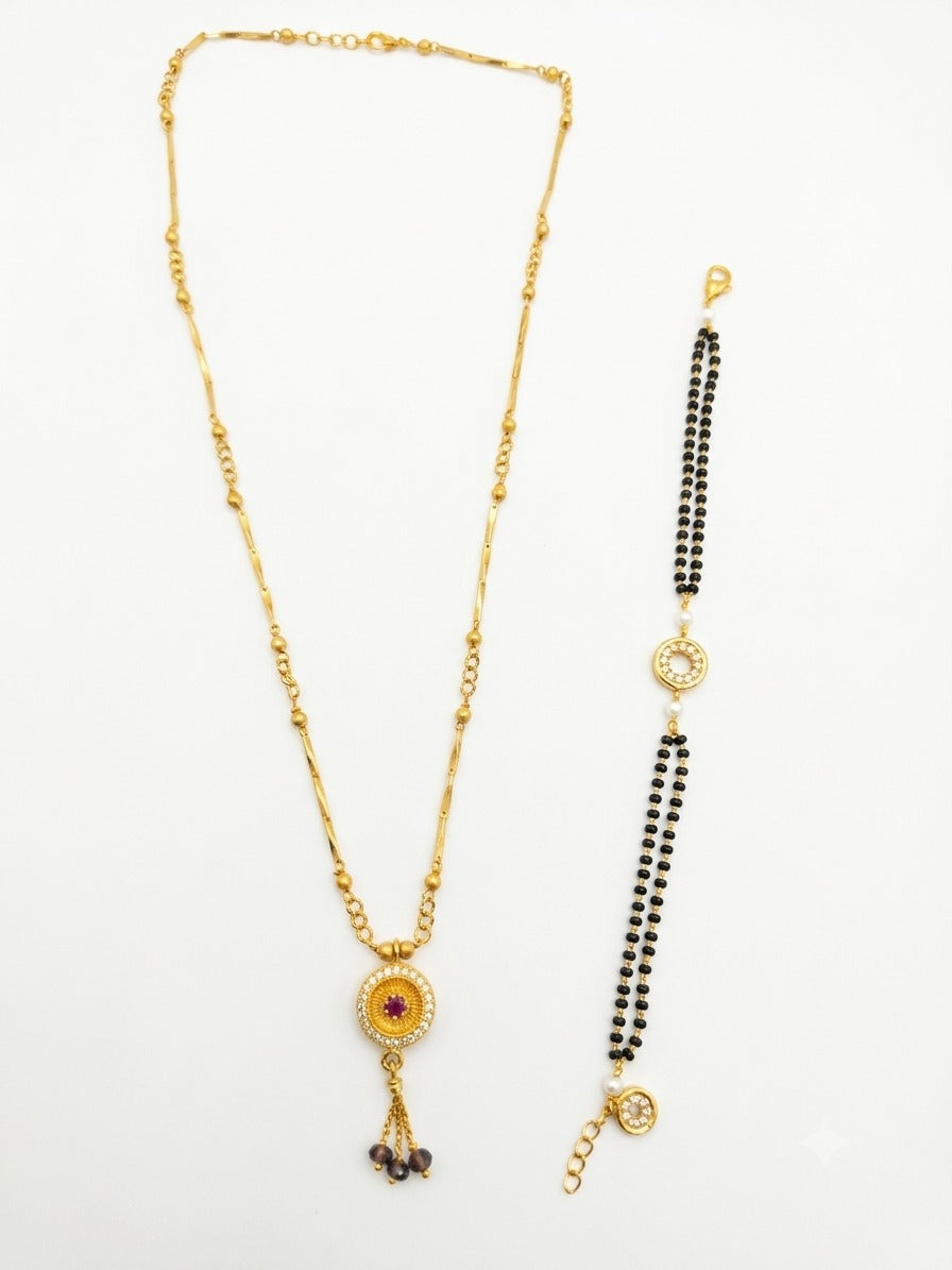 Pink Halo Dual Mangalsutra Set