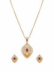 Rose Ruby Teardrop Pendant Set