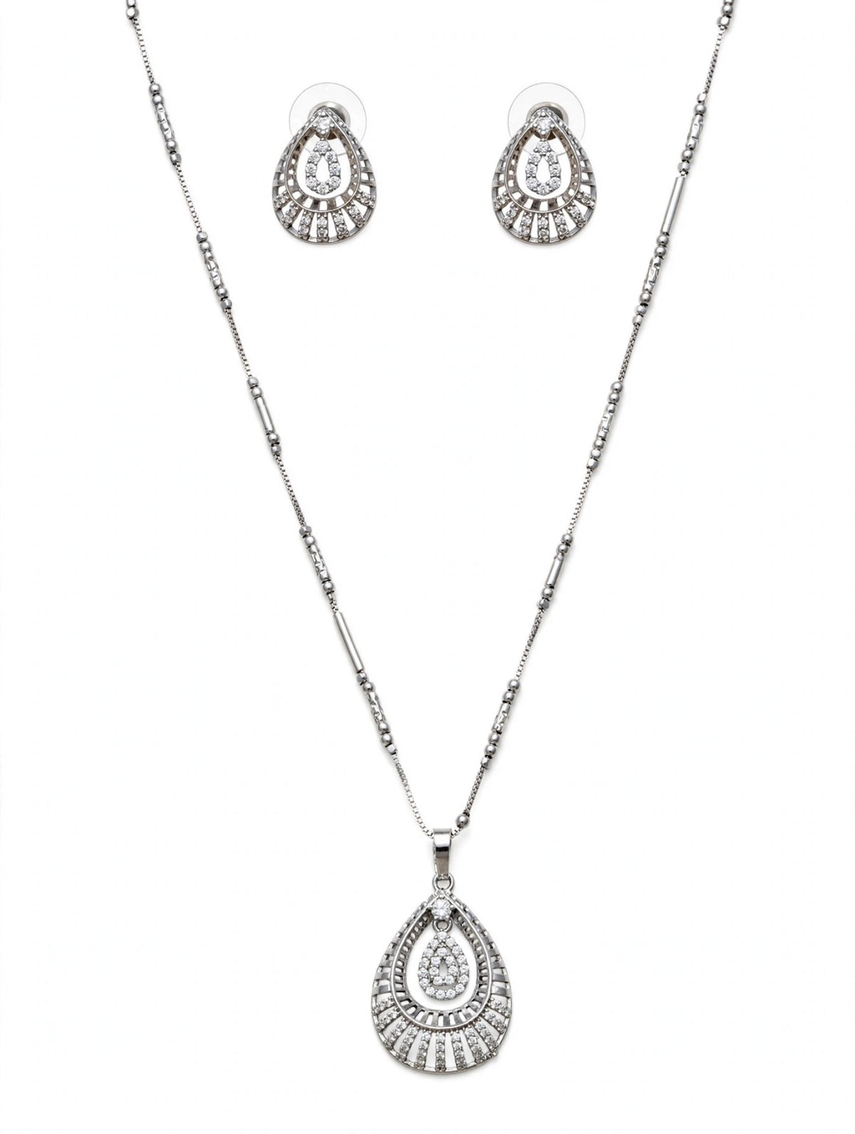 Silver Teardrop Elegance Necklace Set