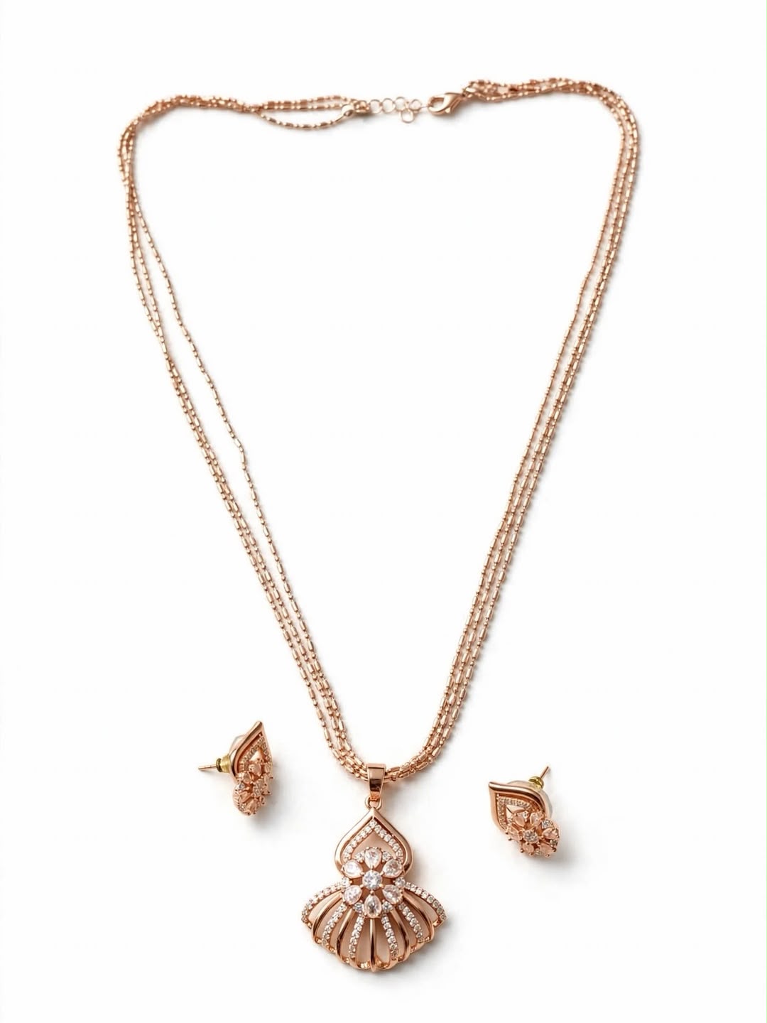 Rose Floral Double-Layer Necklace Set
