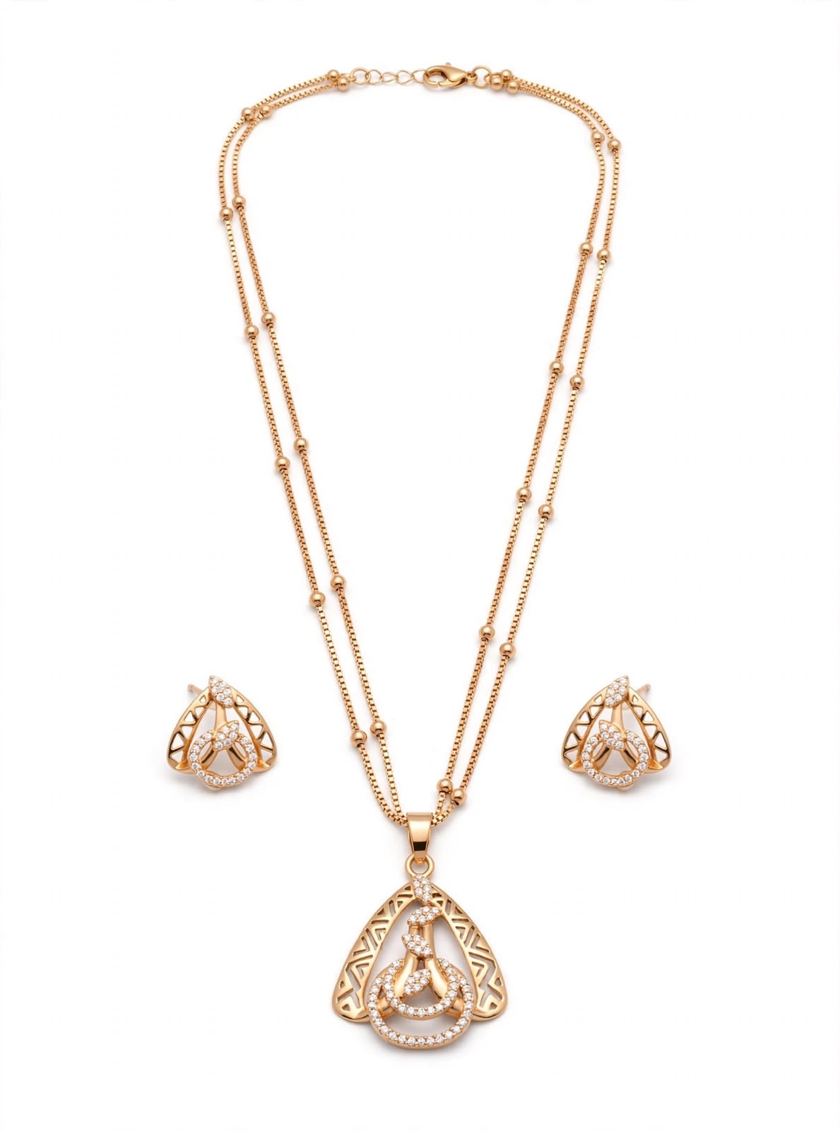 Golden Triangle Openwork Necklace Set
