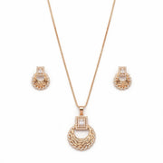 Golden Leaf Openwork Necklace Set